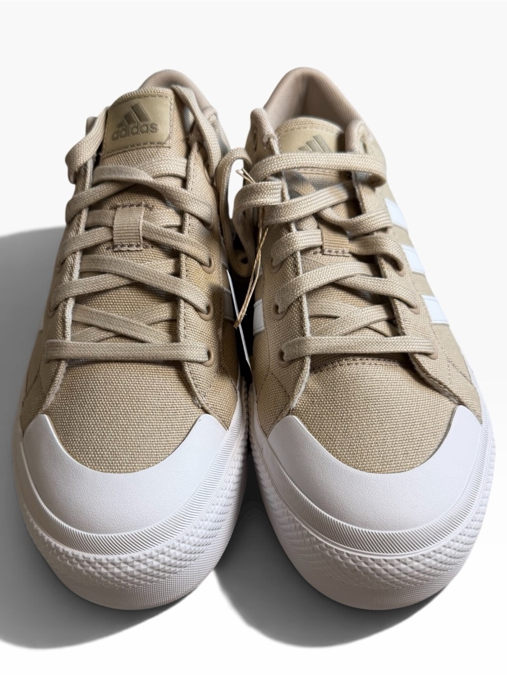 adidas Bravada 2.0 Platform Tan Canvas Low-Top Sneakers with White Accents